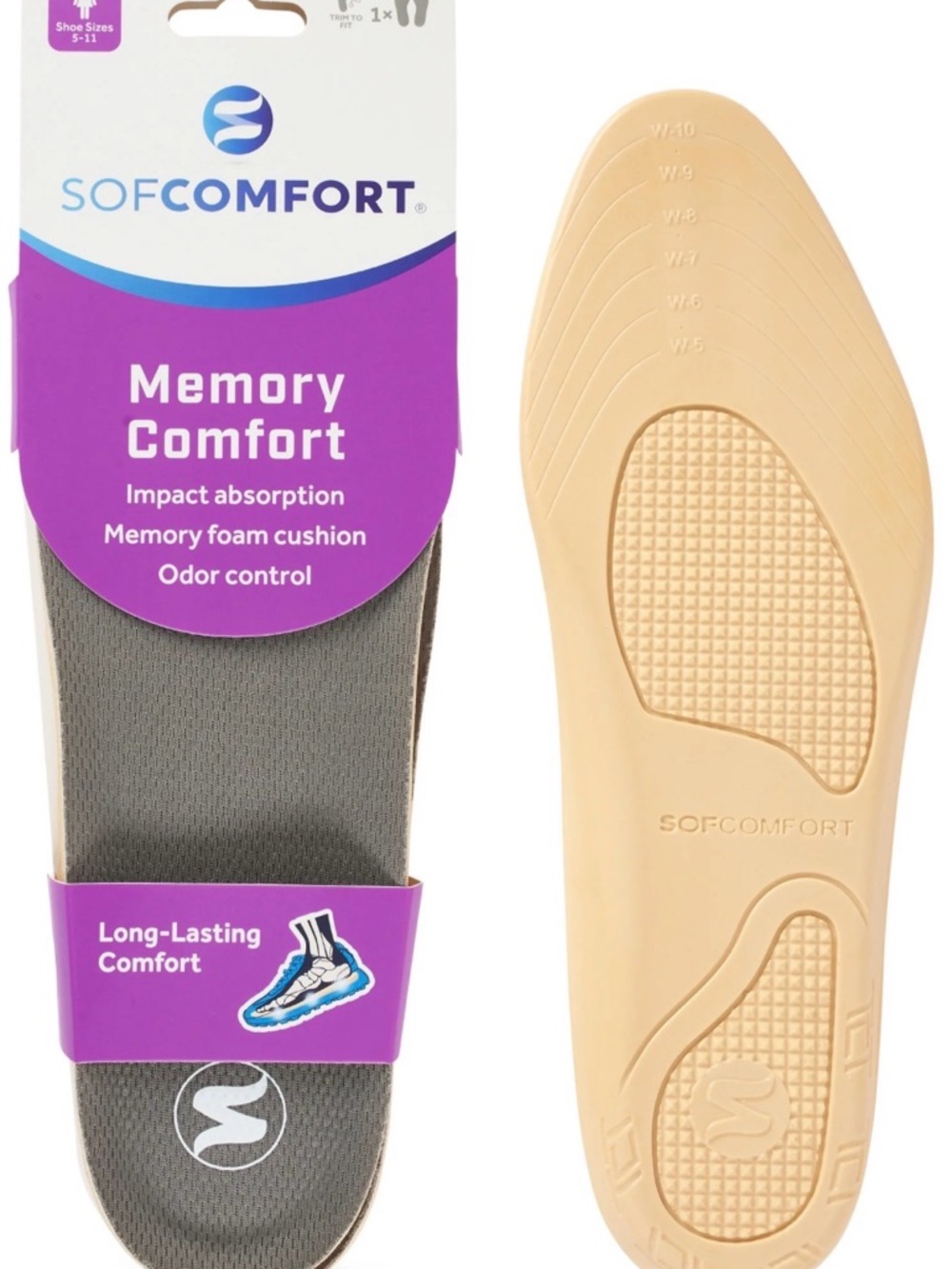 Sof Comfort Custom Memory Comfort Insole Women's Size 5-11, Trim-to-Fit unisex